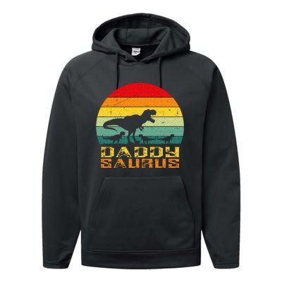 Daddysaurus Daddy Saurus Dino Dinosaur T Rex Performance Fleece Hoodie