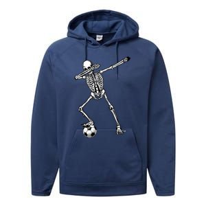 Dab Dabbing Skeleton Football Soccer Performance Fleece Hoodie