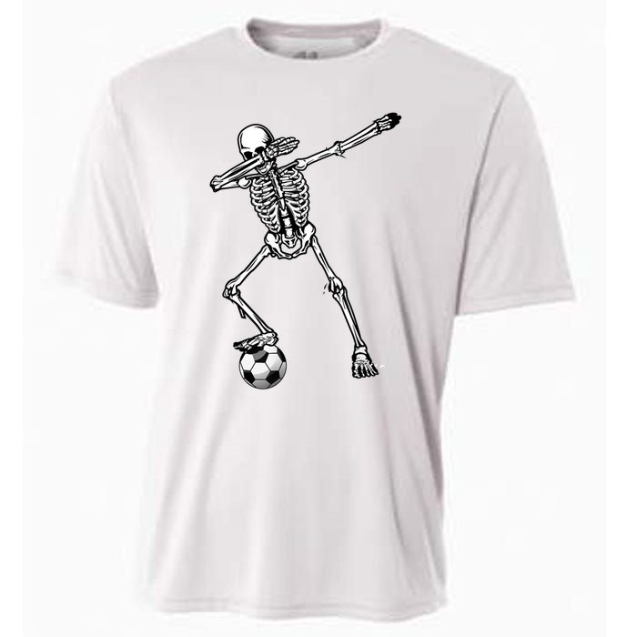 Dab Dabbing Skeleton Football Soccer Cooling Performance Crew T-Shirt