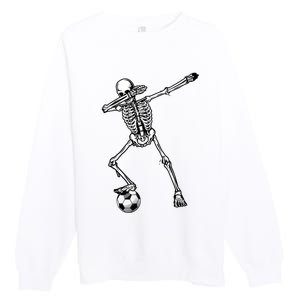 Dab Dabbing Skeleton Football Soccer Premium Crewneck Sweatshirt