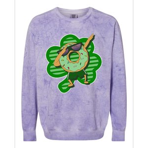 Dabbing Donut St Patricks Day Irish Shamrock Funnys Colorblast Crewneck Sweatshirt