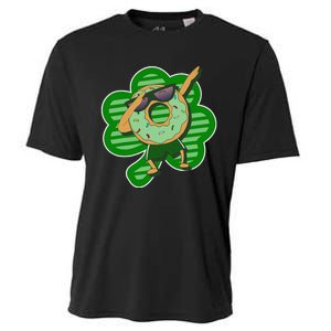 Dabbing Donut St Patricks Day Irish Shamrock Funnys Cooling Performance Crew T-Shirt