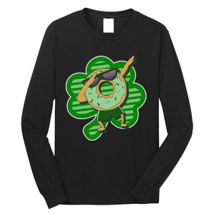 Dabbing Donut St Patricks Day Irish Shamrock Funnys Long Sleeve Shirt