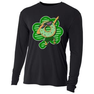 Dabbing Donut St Patricks Day Irish Shamrock Funnys Cooling Performance Long Sleeve Crew