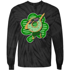 Dabbing Donut St Patricks Day Irish Shamrock Funnys Tie-Dye Long Sleeve Shirt