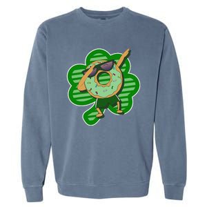 Dabbing Donut St Patricks Day Irish Shamrock Funnys Garment-Dyed Sweatshirt