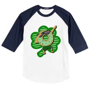 Dabbing Donut St Patricks Day Irish Shamrock Funnys Baseball Sleeve Shirt