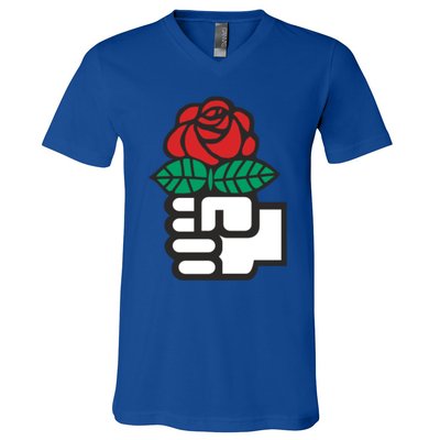 Dsa Democratic Socialists America Flowers Gift Meaningful Gift V-Neck T-Shirt