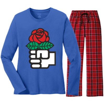 Dsa Democratic Socialists America Flowers Gift Meaningful Gift Women's Long Sleeve Flannel Pajama Set 