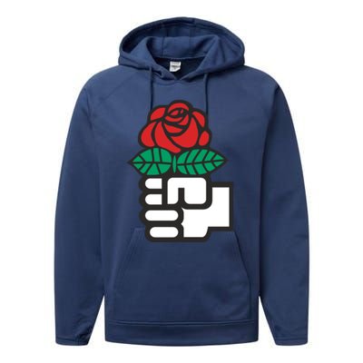 Dsa Democratic Socialists America Flowers Gift Meaningful Gift Performance Fleece Hoodie