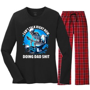 Doing Dad Shit Dad Joke Skeleton Dad Funny Dad Women's Long Sleeve Flannel Pajama Set 