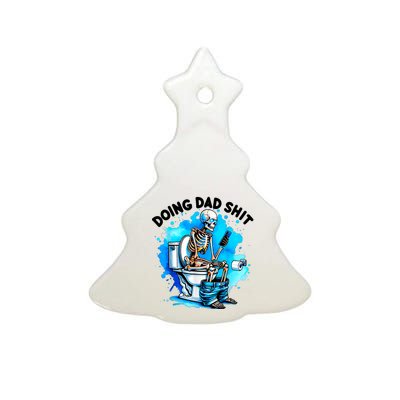 Doing Dad Shit Skeleton Toilet Ceramic Tree Ornament