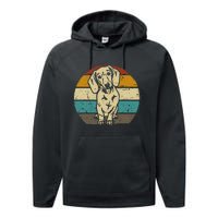 Dachshund Dog Silhouette Retro Gift Performance Fleece Hoodie