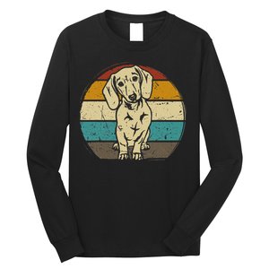 Dachshund Dog Silhouette Retro Gift Long Sleeve Shirt