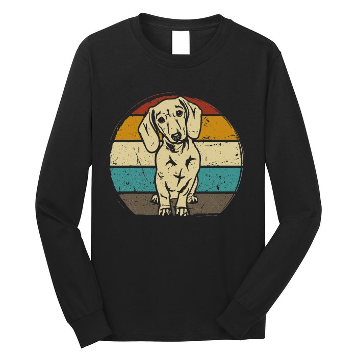 Dachshund Dog Silhouette Retro Gift Long Sleeve Shirt