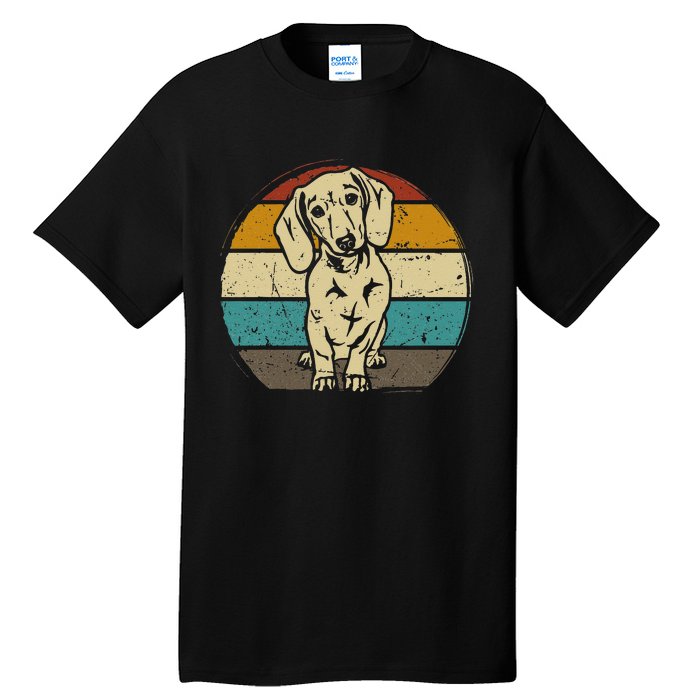 Dachshund Dog Silhouette Retro Gift Tall T-Shirt