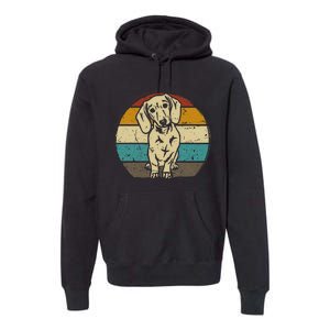 Dachshund Dog Silhouette Retro Gift Premium Hoodie