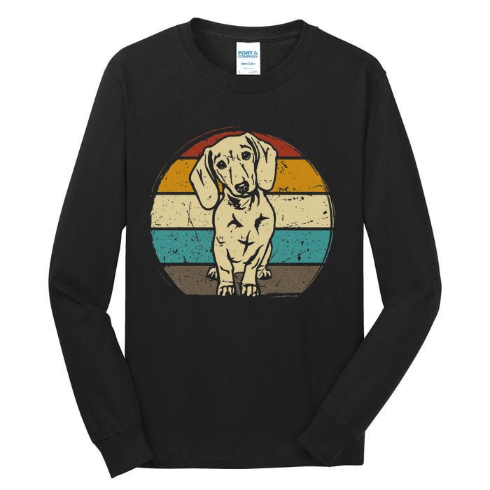 Dachshund Dog Silhouette Retro Gift Tall Long Sleeve T-Shirt