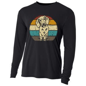 Dachshund Dog Silhouette Retro Gift Cooling Performance Long Sleeve Crew