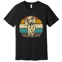 Dachshund Dog Silhouette Retro Gift Premium T-Shirt