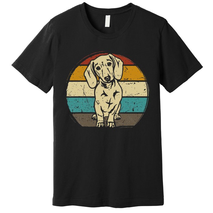 Dachshund Dog Silhouette Retro Gift Premium T-Shirt