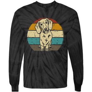 Dachshund Dog Silhouette Retro Gift Tie-Dye Long Sleeve Shirt