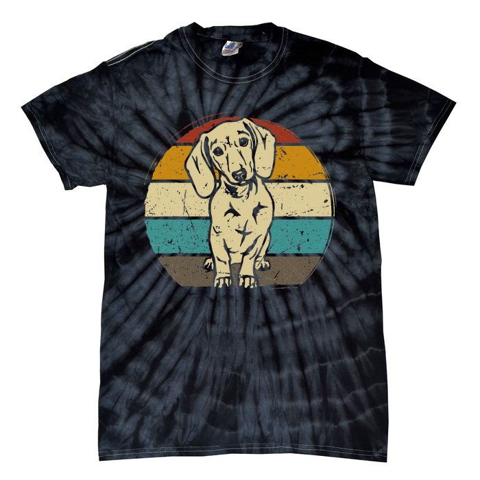 Dachshund Dog Silhouette Retro Gift Tie-Dye T-Shirt