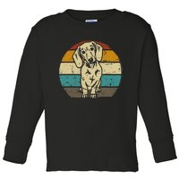 Dachshund Dog Silhouette Retro Gift Toddler Long Sleeve Shirt