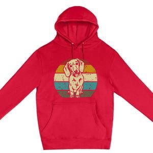 Dachshund Dog Silhouette Retro Gift Premium Pullover Hoodie