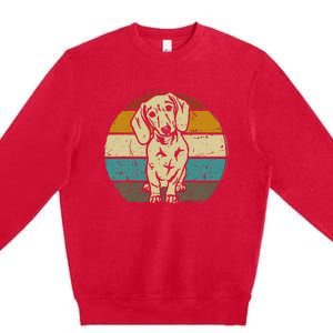 Dachshund Dog Silhouette Retro Gift Premium Crewneck Sweatshirt