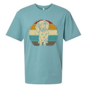 Dachshund Dog Silhouette Retro Gift Sueded Cloud Jersey T-Shirt