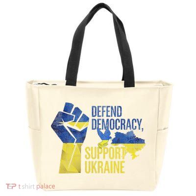 Defend Democracy Support Ukraine Zelensky Ukrainian Flag Zip Tote Bag