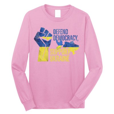 Defend Democracy Support Ukraine Zelensky Ukrainian Flag Long Sleeve Shirt