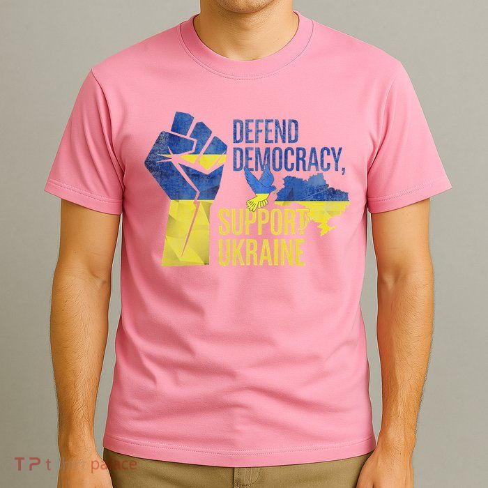 Defend Democracy Support Ukraine Zelensky Ukrainian Flag T-Shirt