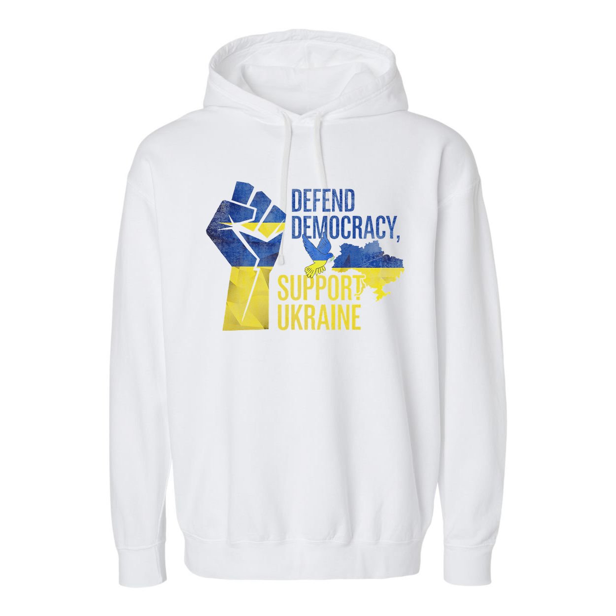 Defend Democracy Support Ukraine Zelensky Ukrainian Flag Garment-Dyed Fleece Hoodie