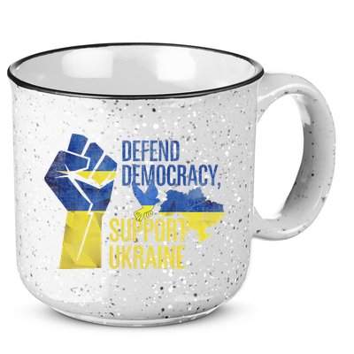 Defend Democracy Support Ukraine Zelensky Ukrainian Flag 15oz Campfire Ceramic Mug