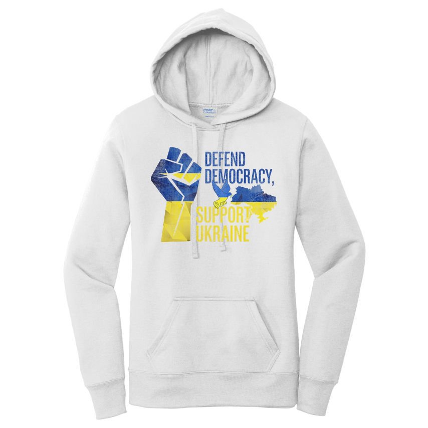 Defend Democracy Support Ukraine Zelensky Ukrainian Flag Women's Pullover Hoodie