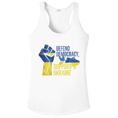 Defend Democracy Support Ukraine Zelensky Ukrainian Flag Ladies PosiCharge Competitor Racerback Tank