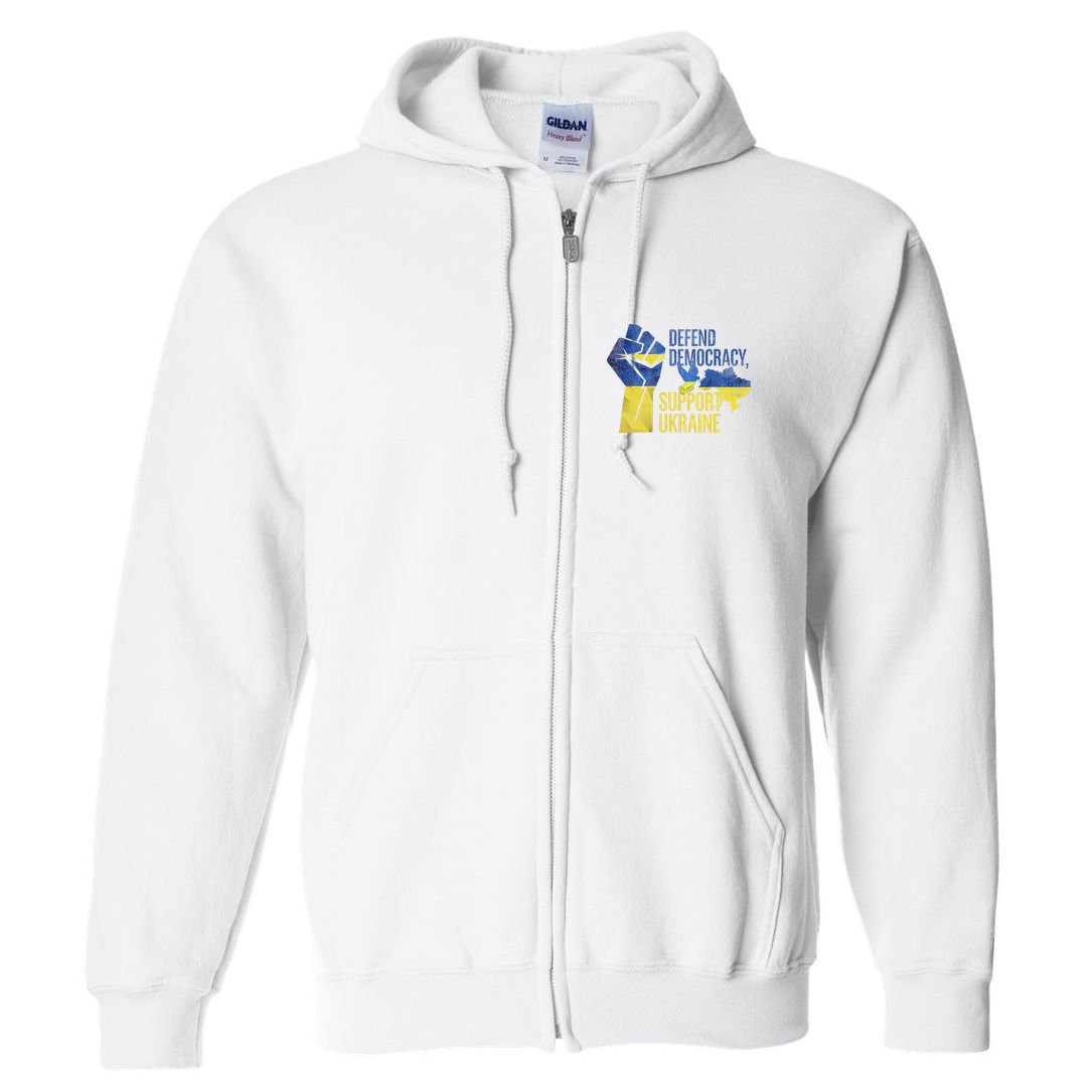 Defend Democracy Support Ukraine Zelensky Ukrainian Flag Full Zip Hoodie