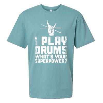 Drummer Drum Set Vintage I Play Drums What's Your Superpower Cool Gift Sueded Cloud Jersey T-Shirt