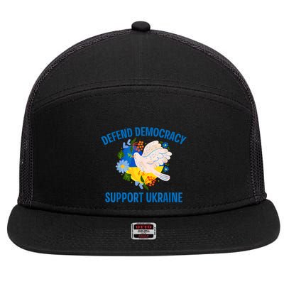 Defend Democracy Support Ukraine Stand With Zelensky Peace 7 Panel Mesh Trucker Snapback Hat