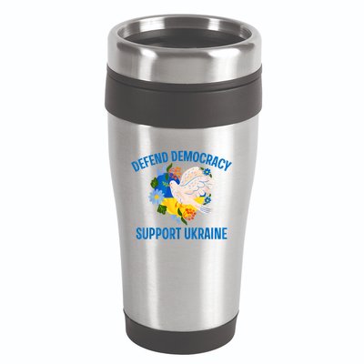 Defend Democracy Support Ukraine Stand With Zelensky Peace 16oz Travel Tumbler