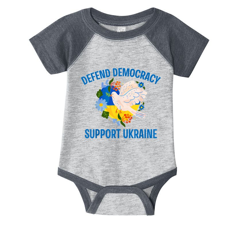 Defend Democracy Support Ukraine Stand With Zelensky Peace Infant Baby Jersey Bodysuit