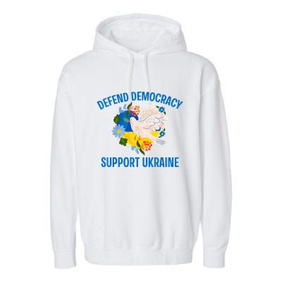 Defend Democracy Support Ukraine Stand With Zelensky Peace Garment-Dyed Fleece Hoodie