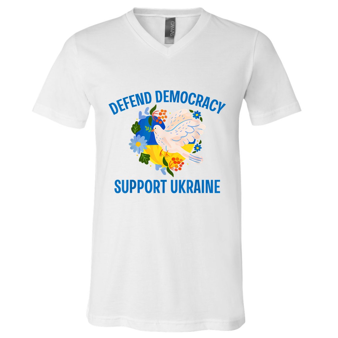 Defend Democracy Support Ukraine Stand With Zelensky Peace V-Neck T-Shirt