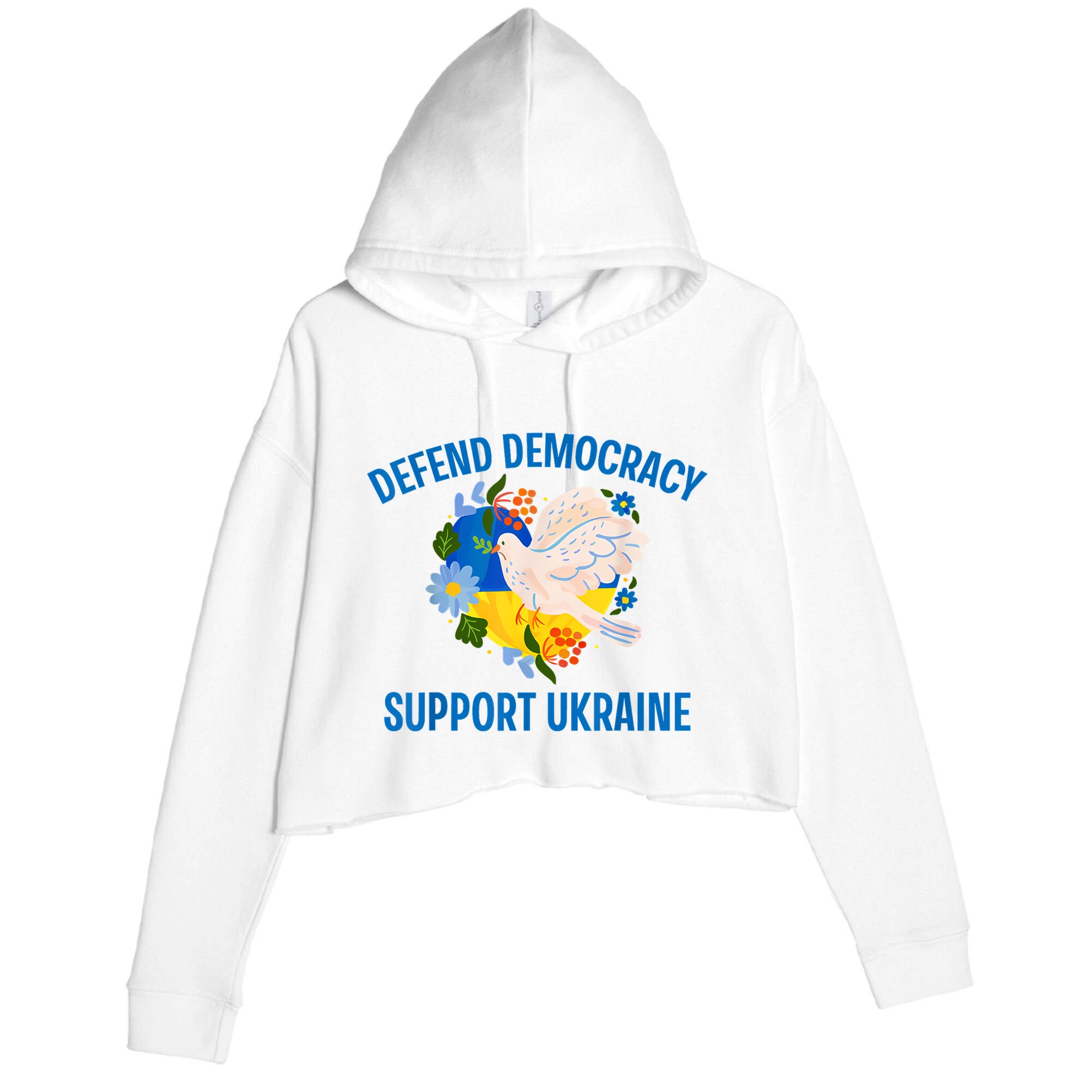 Defend Democracy Support Ukraine Stand With Zelensky Peace Crop Fleece Hoodie