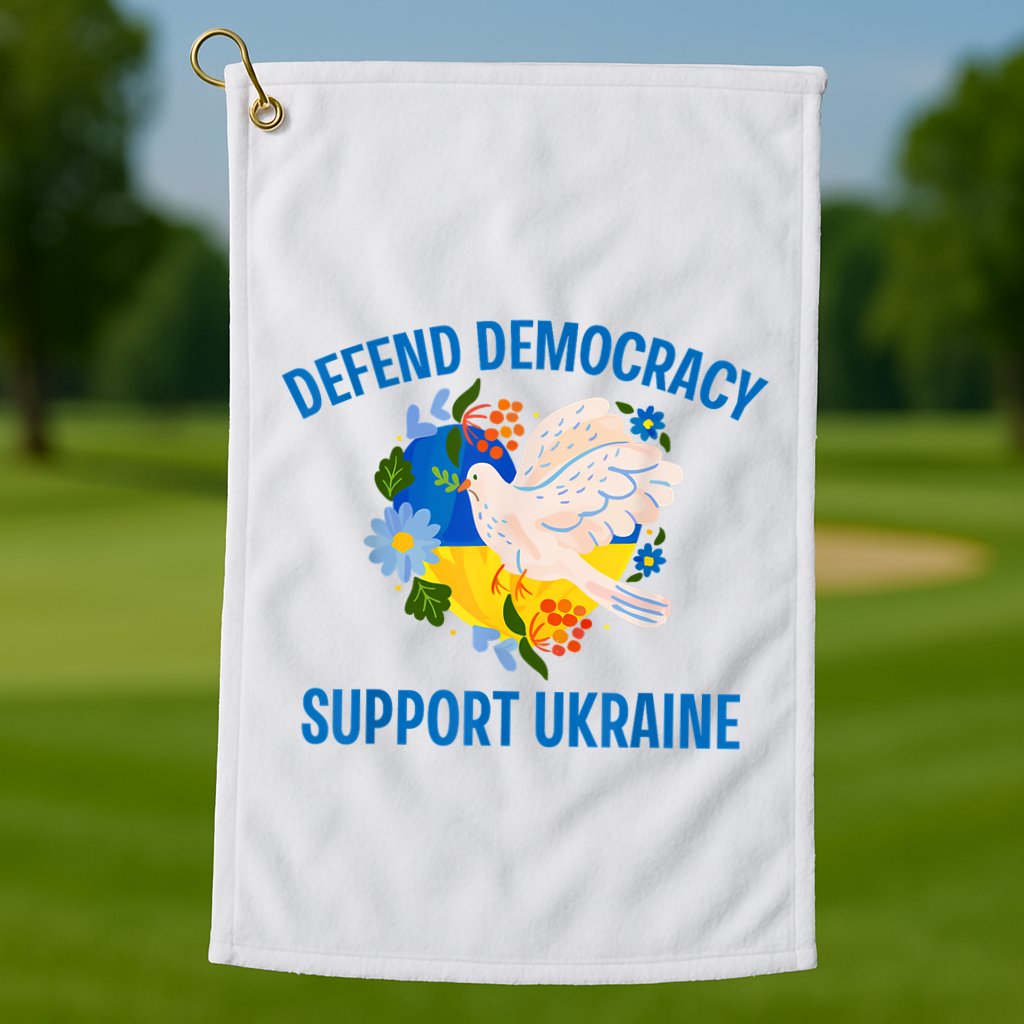 Defend Democracy Support Ukraine Stand With Zelensky Peace Golf Towel