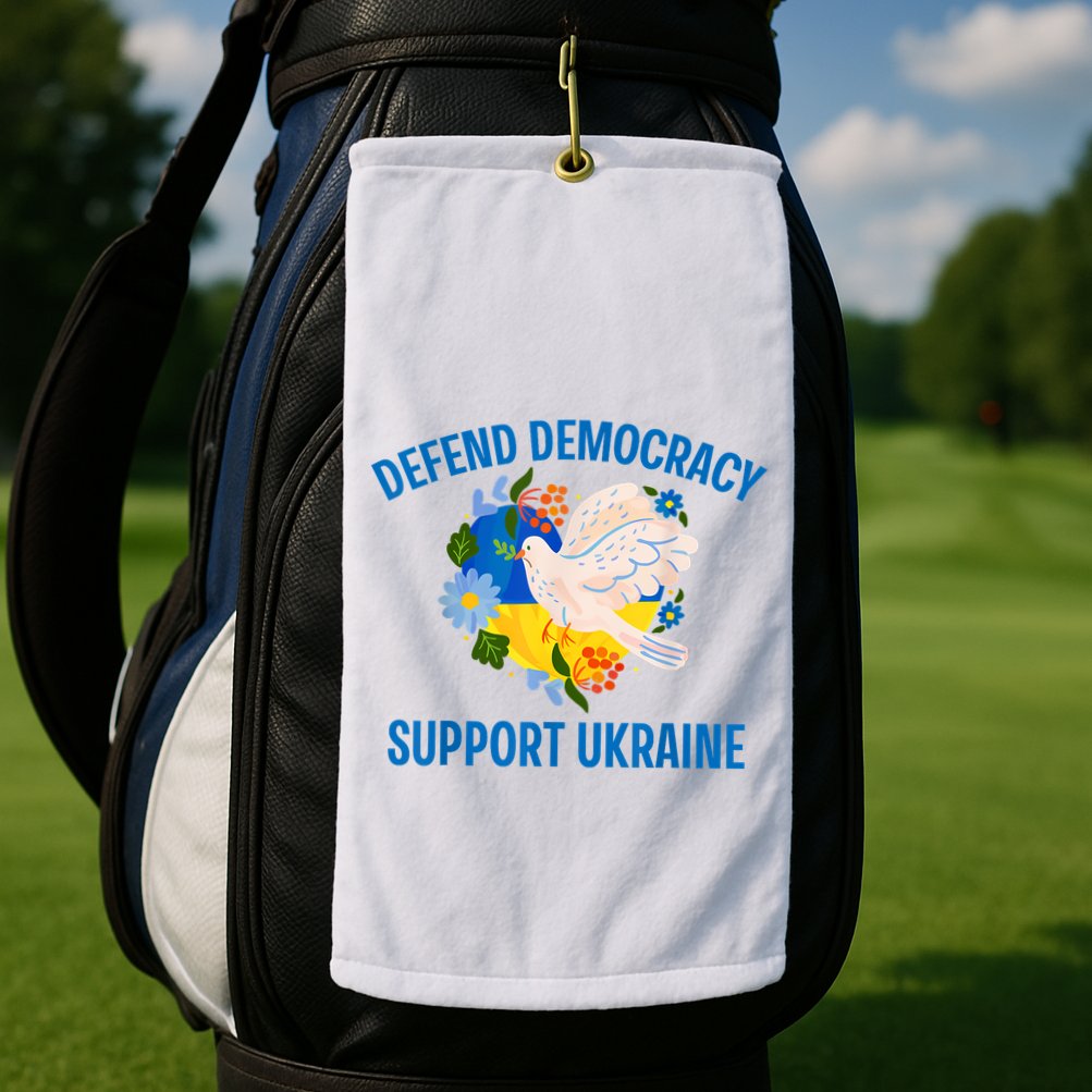 Defend Democracy Support Ukraine Stand With Zelensky Peace Golf Towel