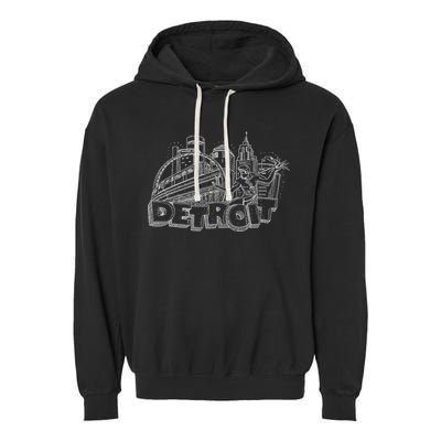 Detroit Drawing Skyline Garment-Dyed Fleece Hoodie