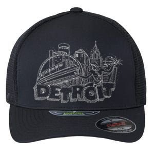 Detroit Drawing Skyline Flexfit Unipanel Trucker Cap